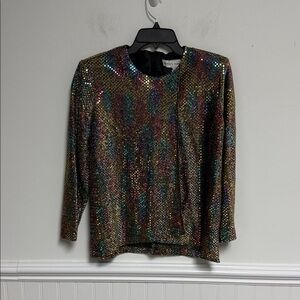 Betsy’ Thing Sequin Multicolor Women's Top Petites Size 6